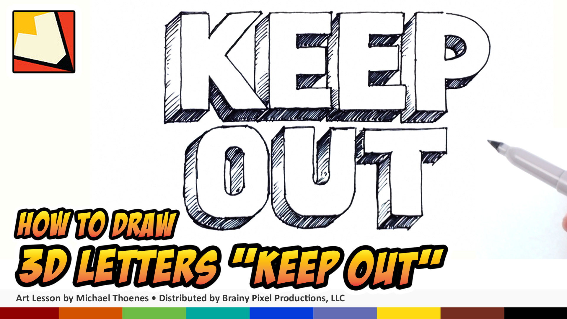 How to Draw 3D Letters - KEEP OUT Sign