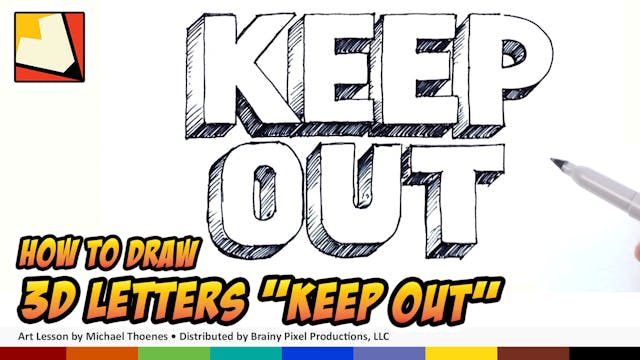 How to Draw 3D Letters - KEEP OUT Sign