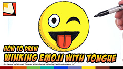 How to Draw Emojis - Winking with Tongue