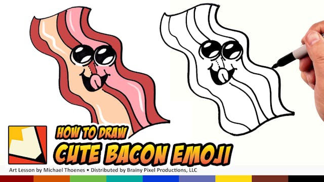 How to Draw Cute Food Bacon-emoji