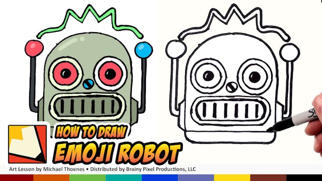 How to Draw a Cute Robot Emoji for Be...
