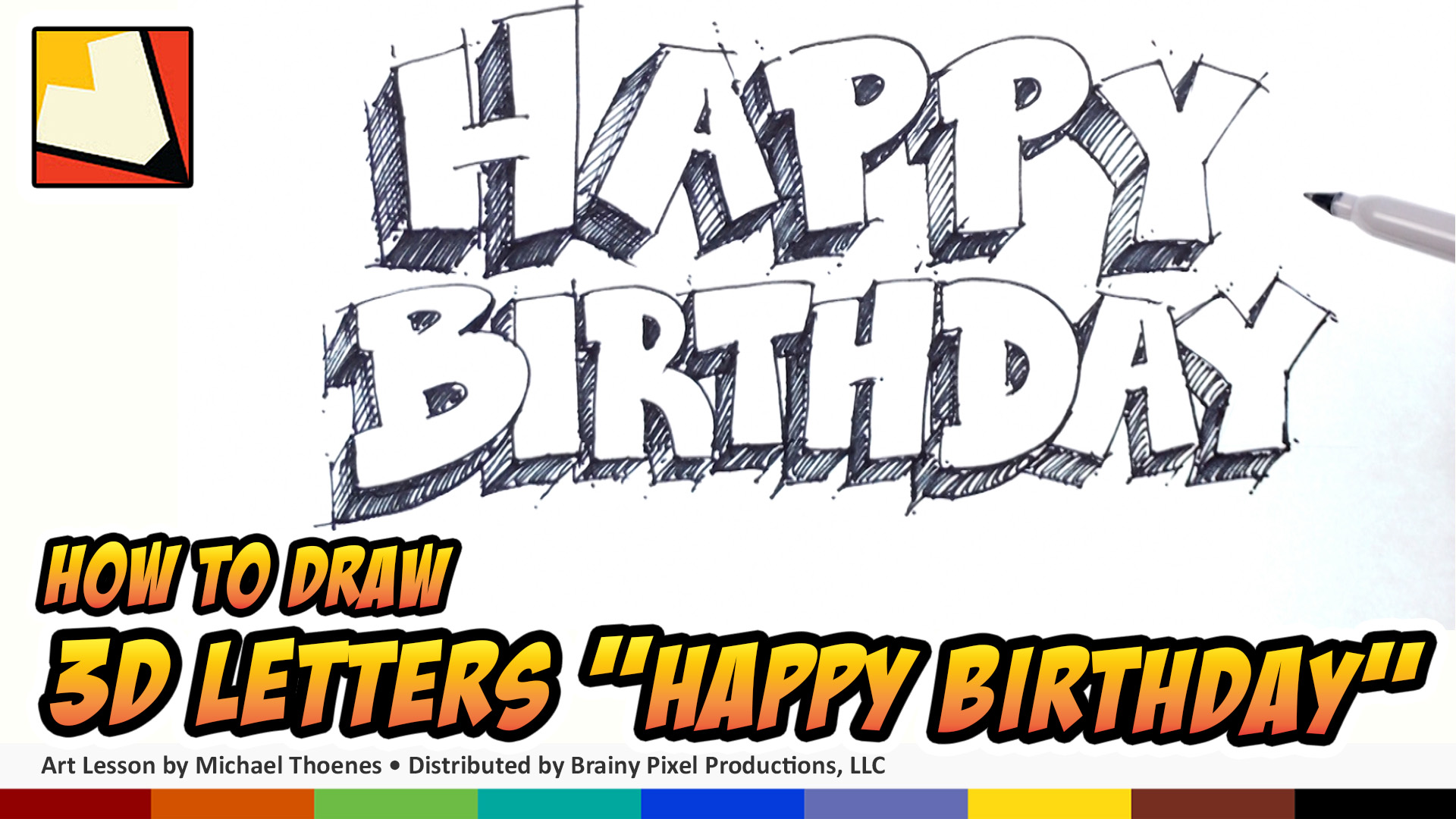 How to Draw 3D letters Happy Birthday