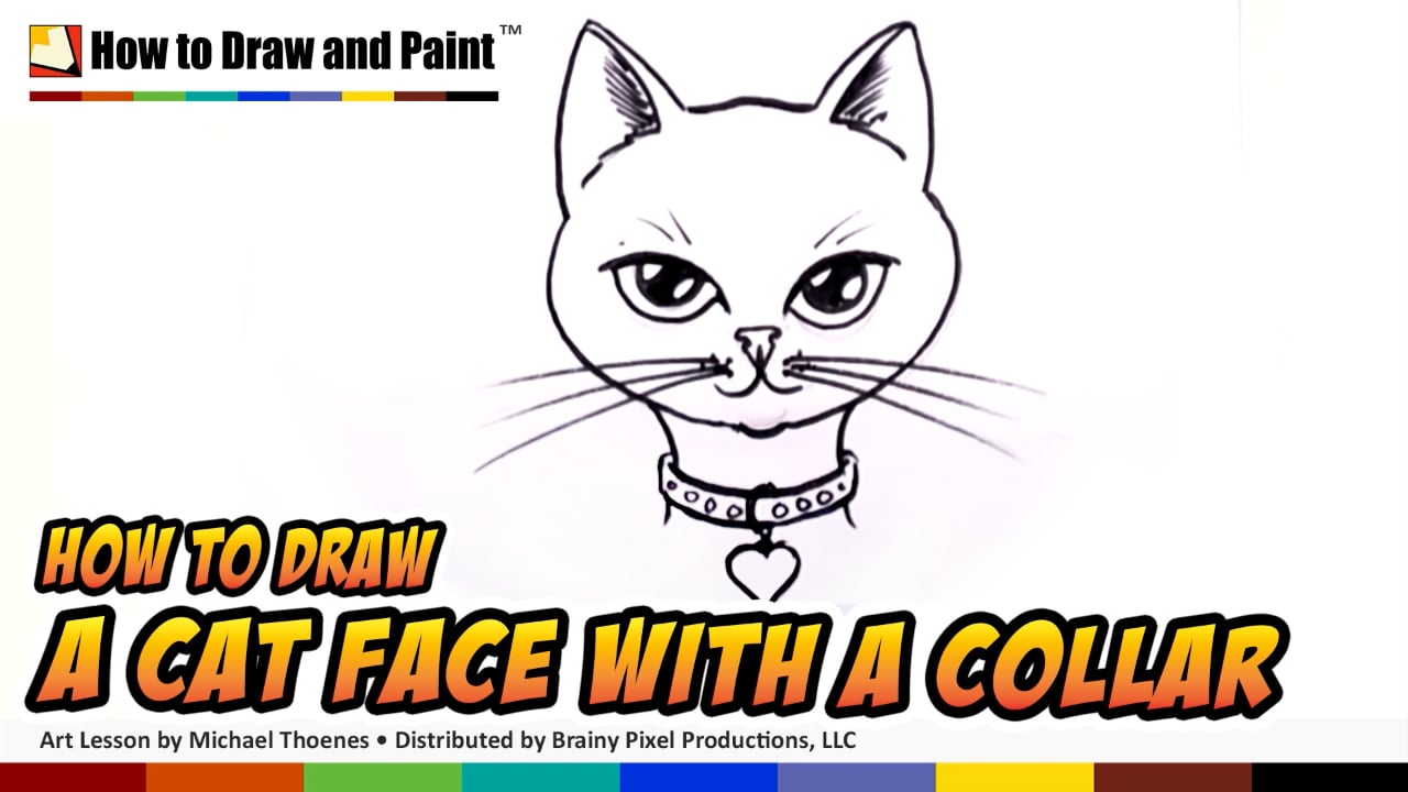 How to Draw a Cat Face with Collar