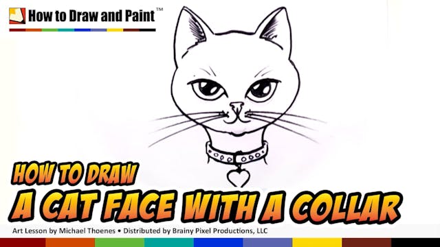 How to Draw a Cat Face with Collar