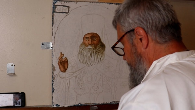 Study of St. Innocent Buon Fresco Sgraffito Face Icon Demo 2 of 3 - 072522 