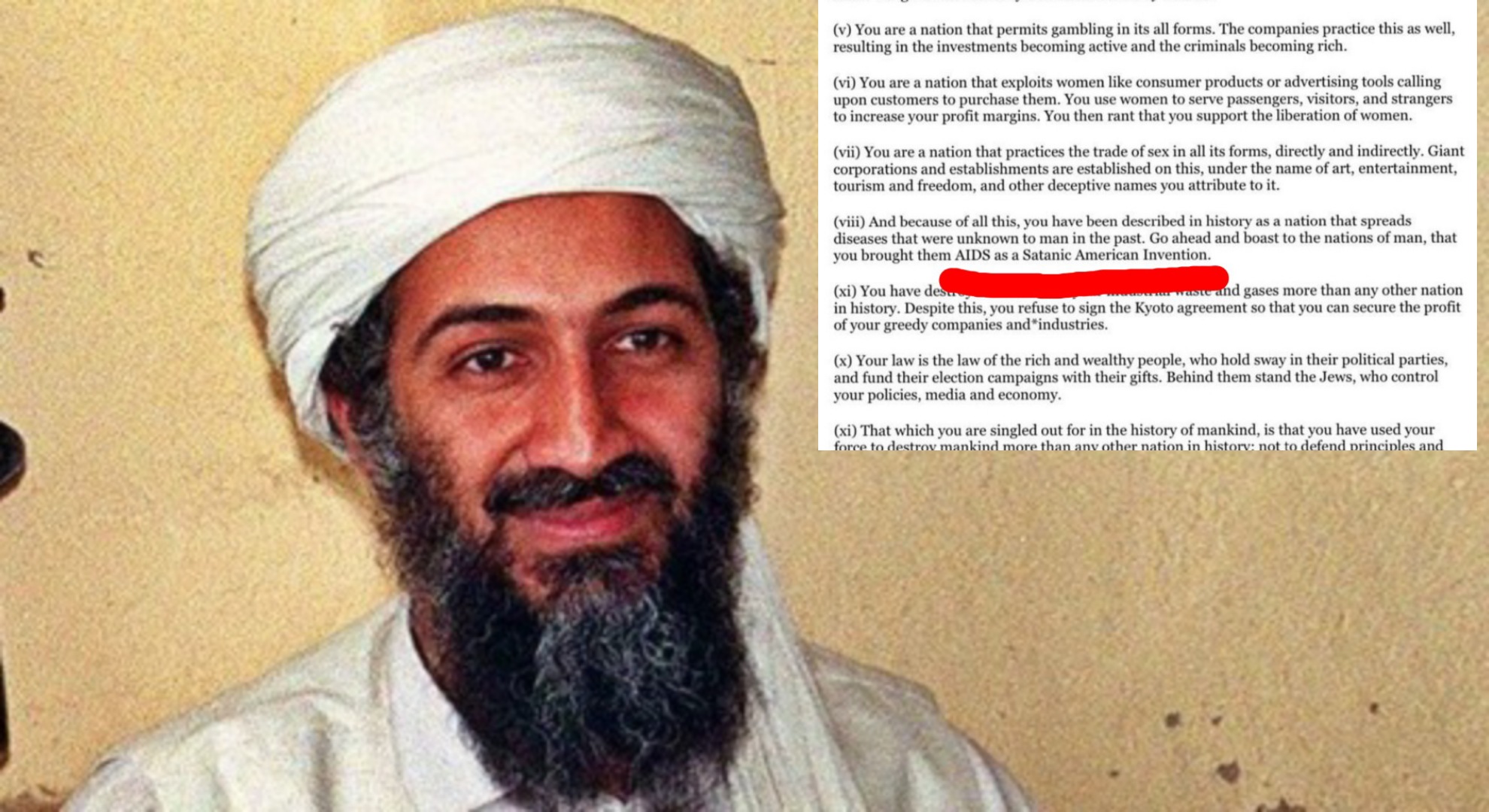 OSAMA BIN LADEN LETTERS TO AMERICA
