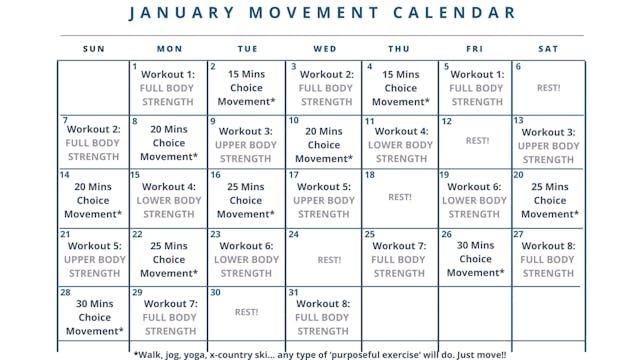 January 2024 Movement Calendar