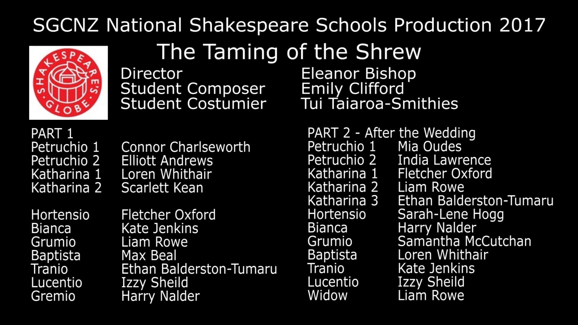 SGCNZ NSSP 2017 The Taming of the Shrew