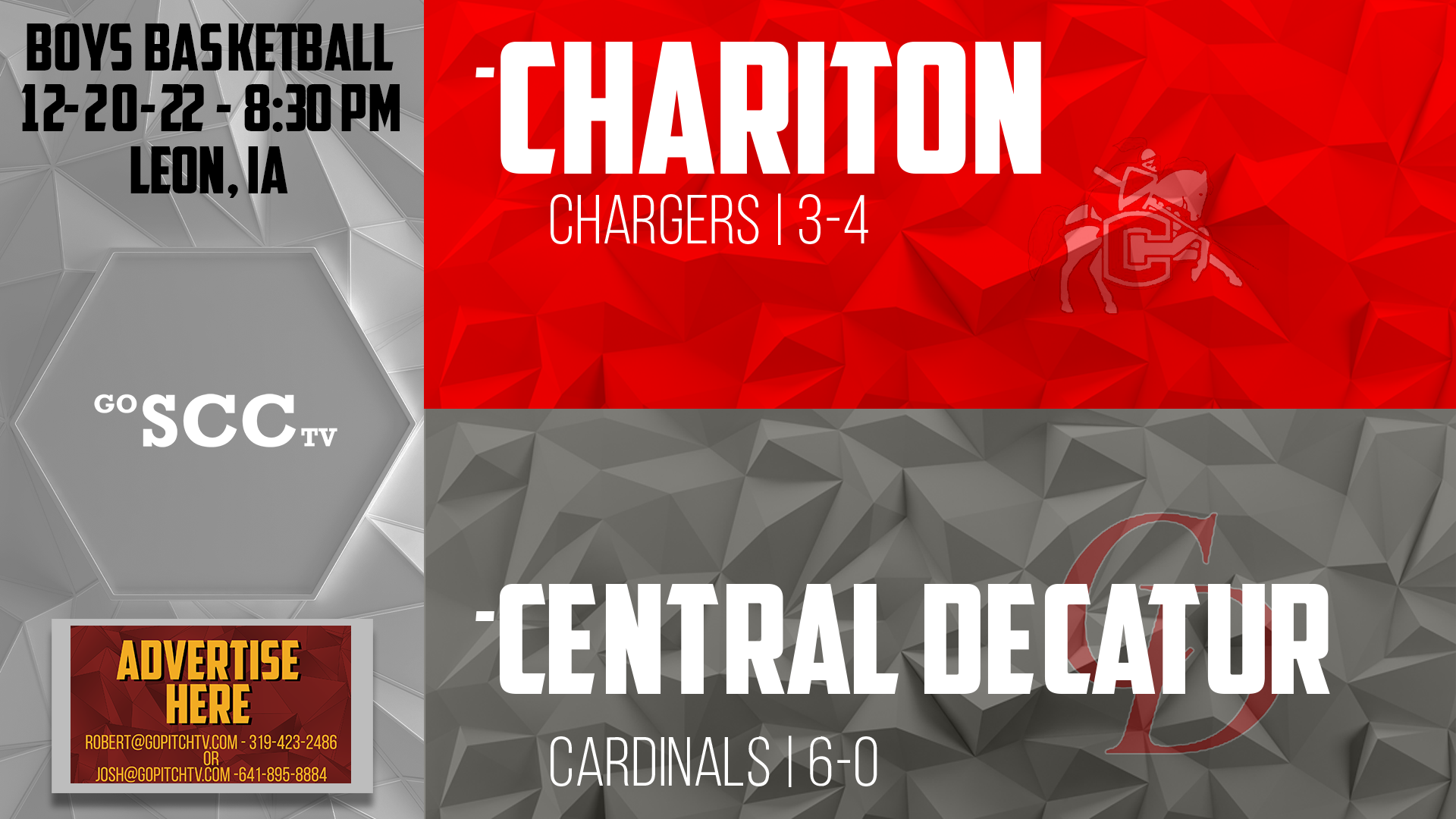 Chariton Boys Basketball at Central Decatur 12-20-22