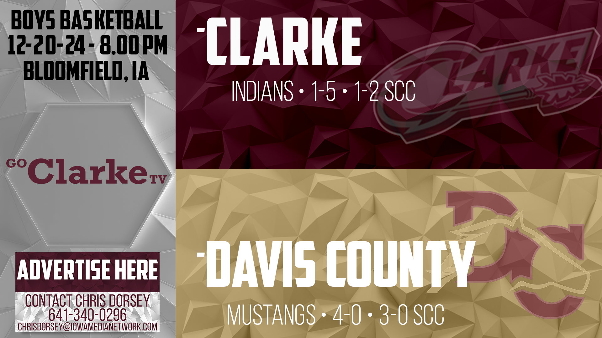 Clarke Boys Basketball at Davis County 12-20-24