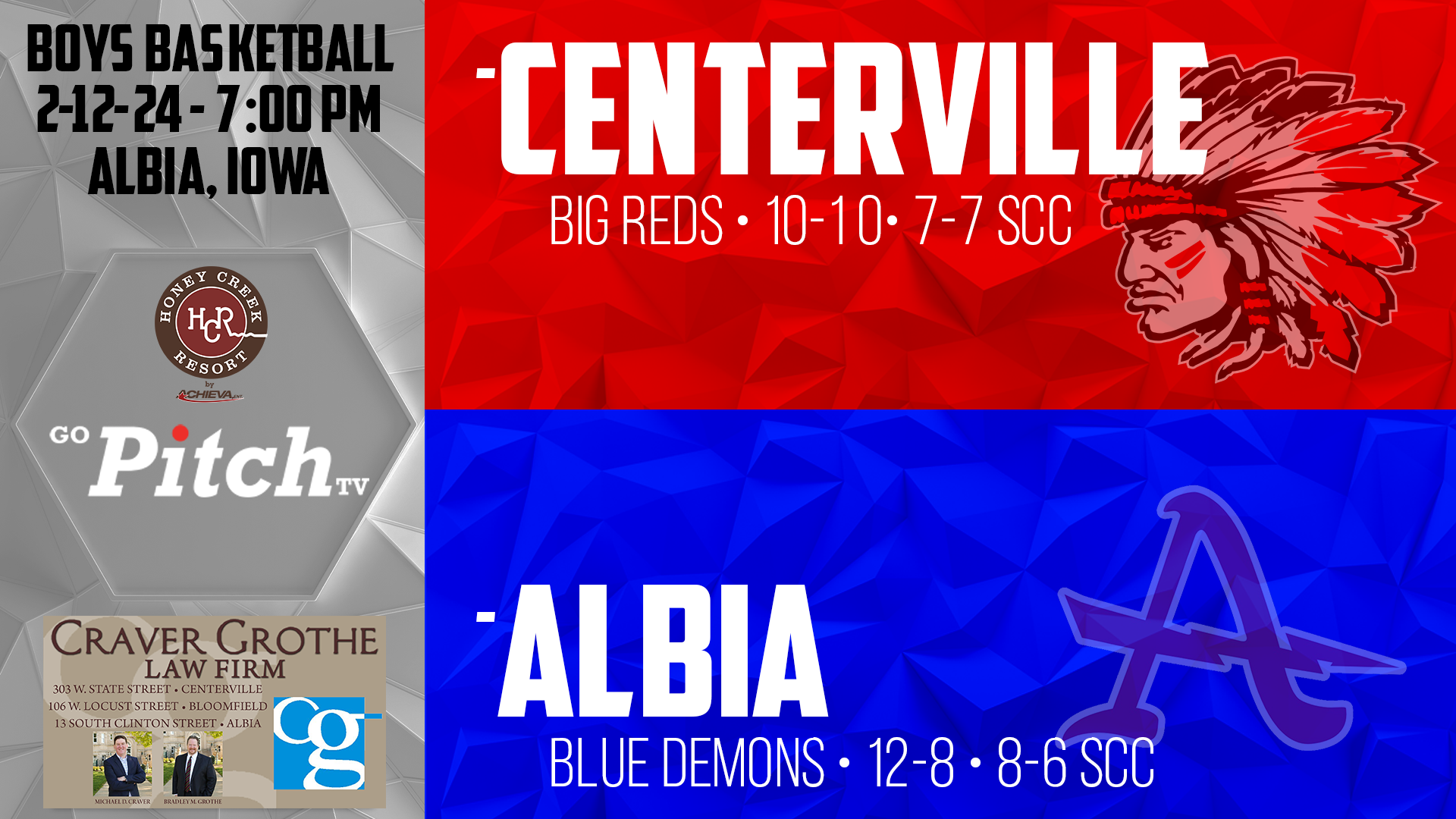 Centerville Boys Basketball @ Albia 2-12-24 POST SEASON