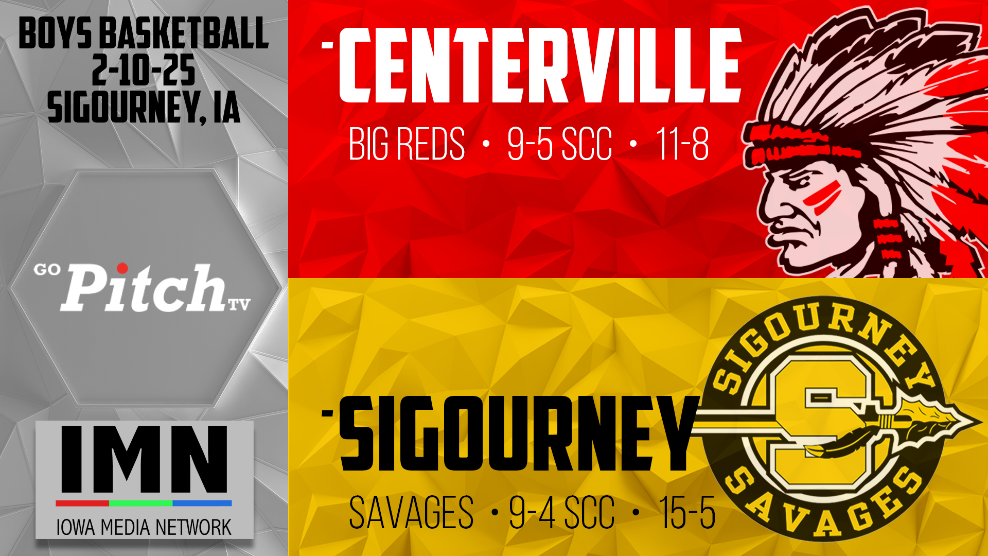 Centerville Boys Basketball at Sigourney 2-10-25