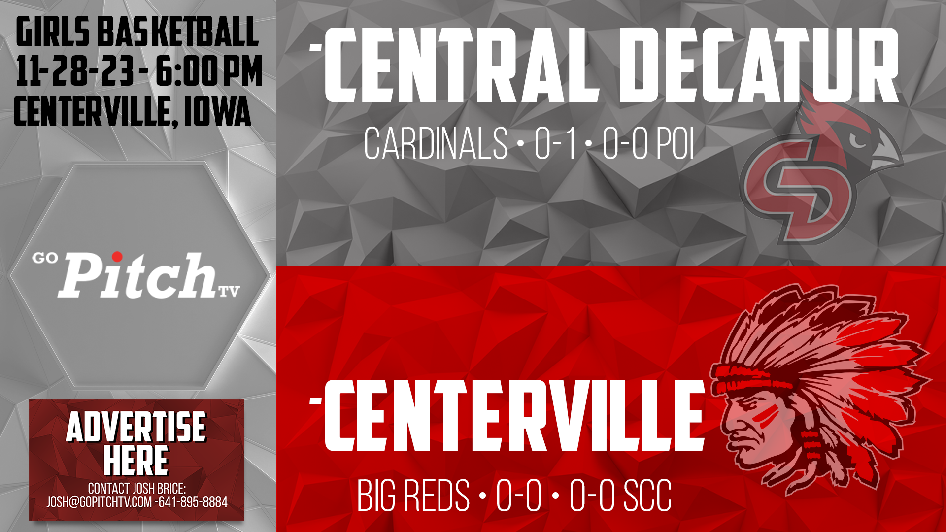 Centerville Girls Basketball vs Central Decatur 11-28-23