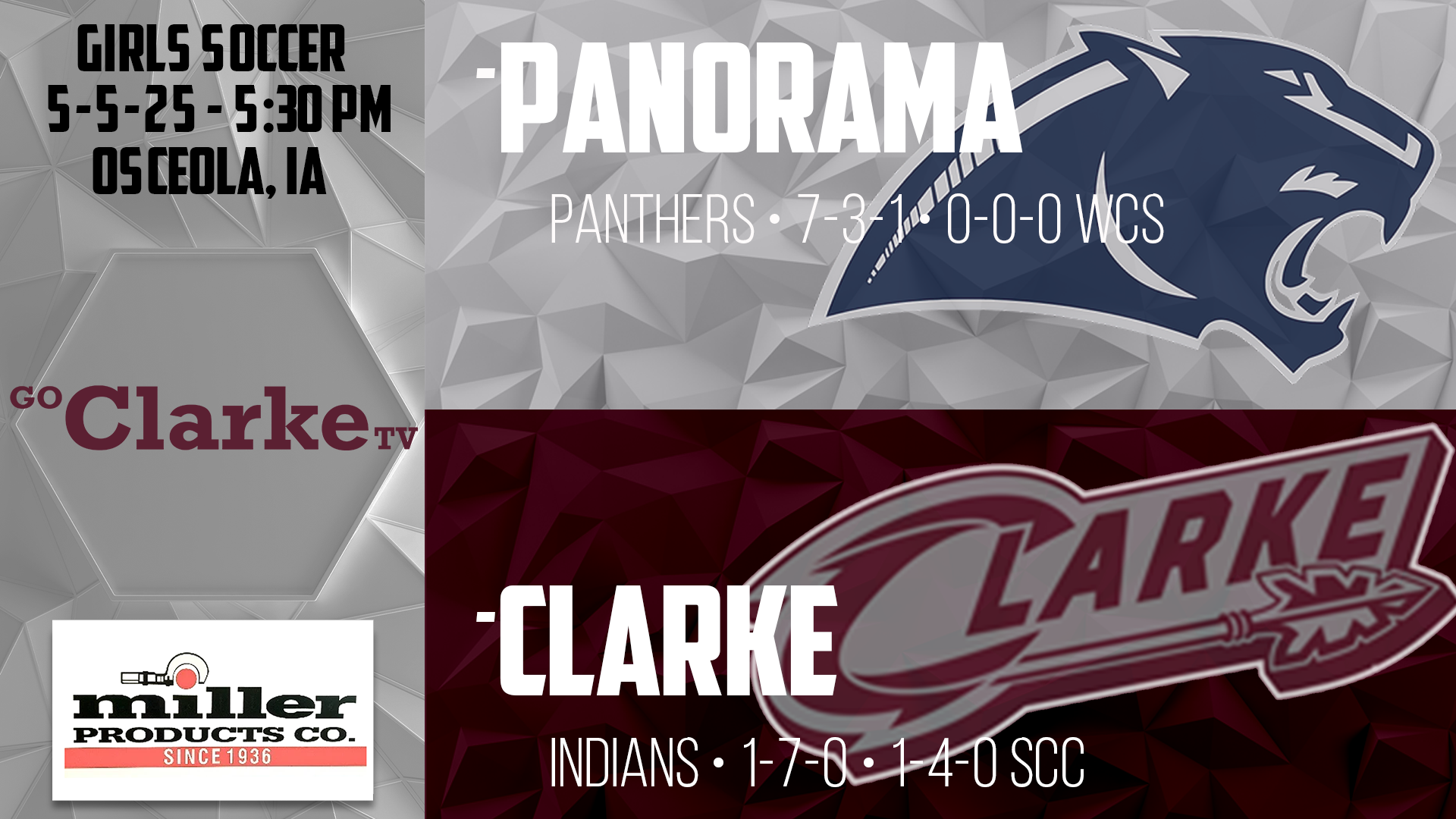 Clarke Girls Soccer vs Panorama 5-5-25