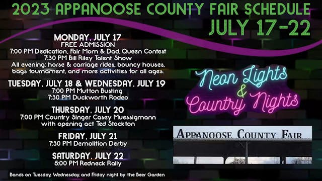 2023 Appanoose County Fair Schedule