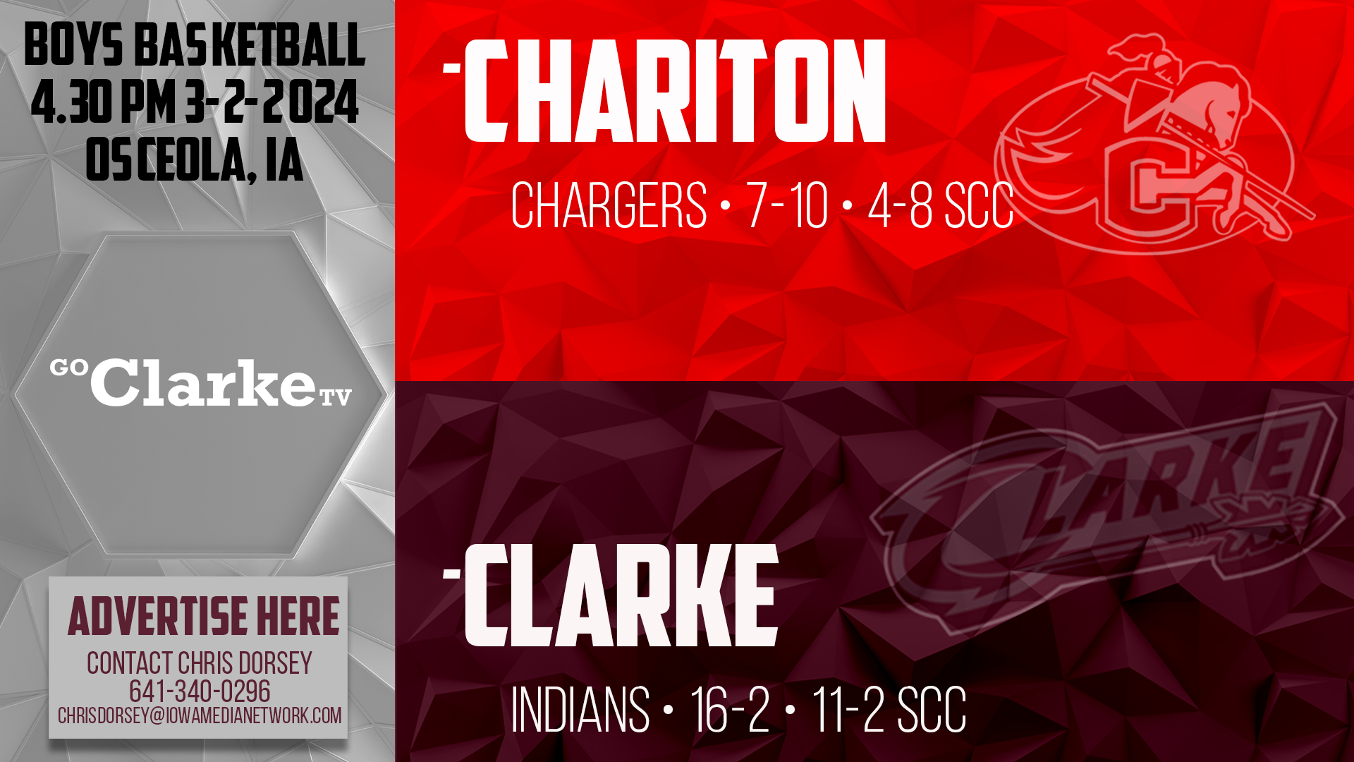 Clarke Boys Basketball vs Chariton 2-3-24