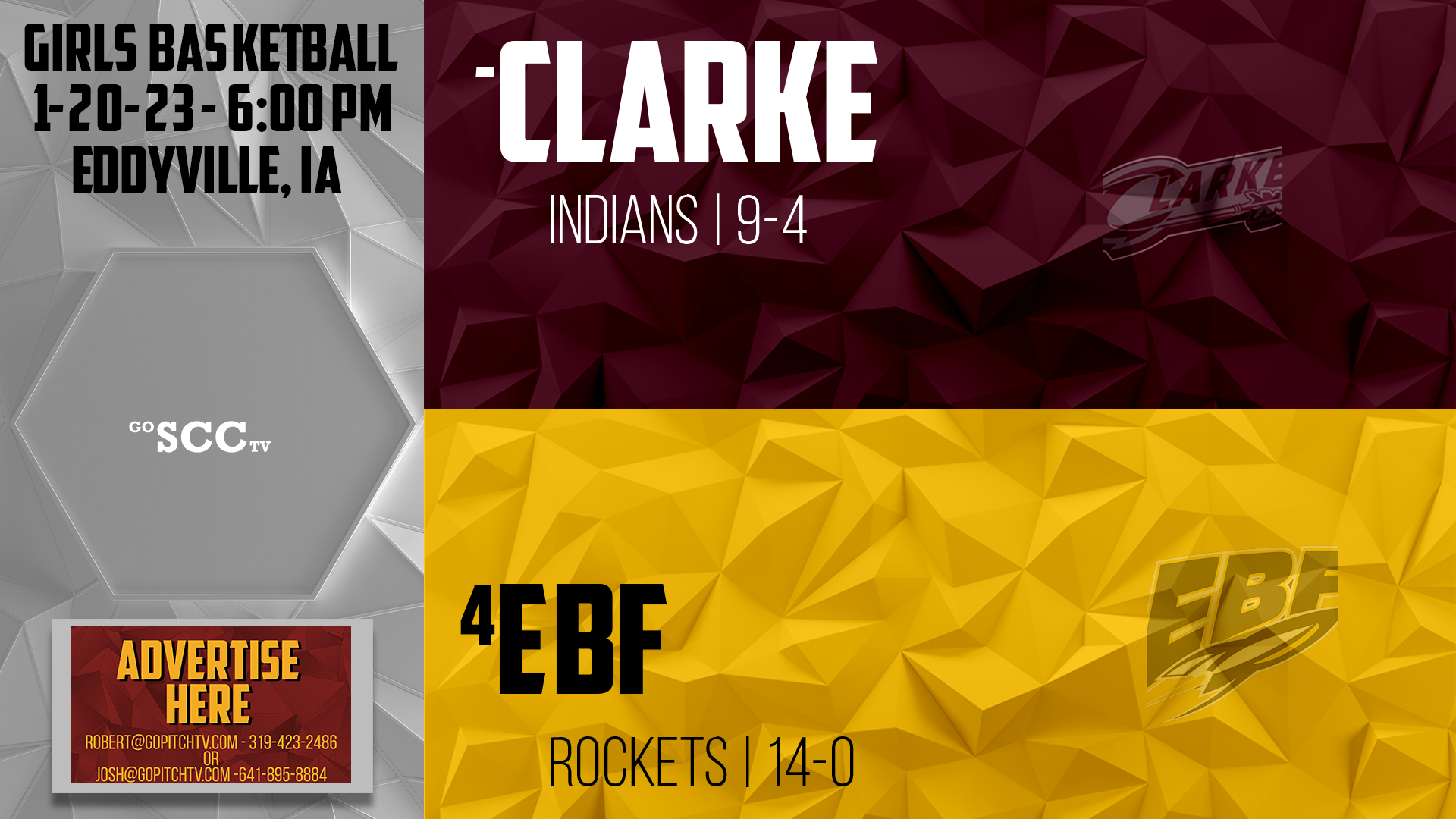 EBF Girls Basketball vs Clarke 1-20-22