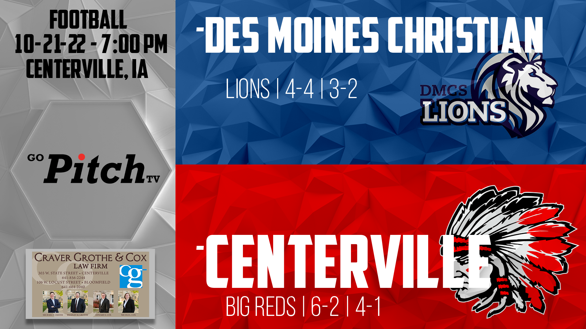 Centerville Football vs Des Moines Christian Post Season 10-21-22