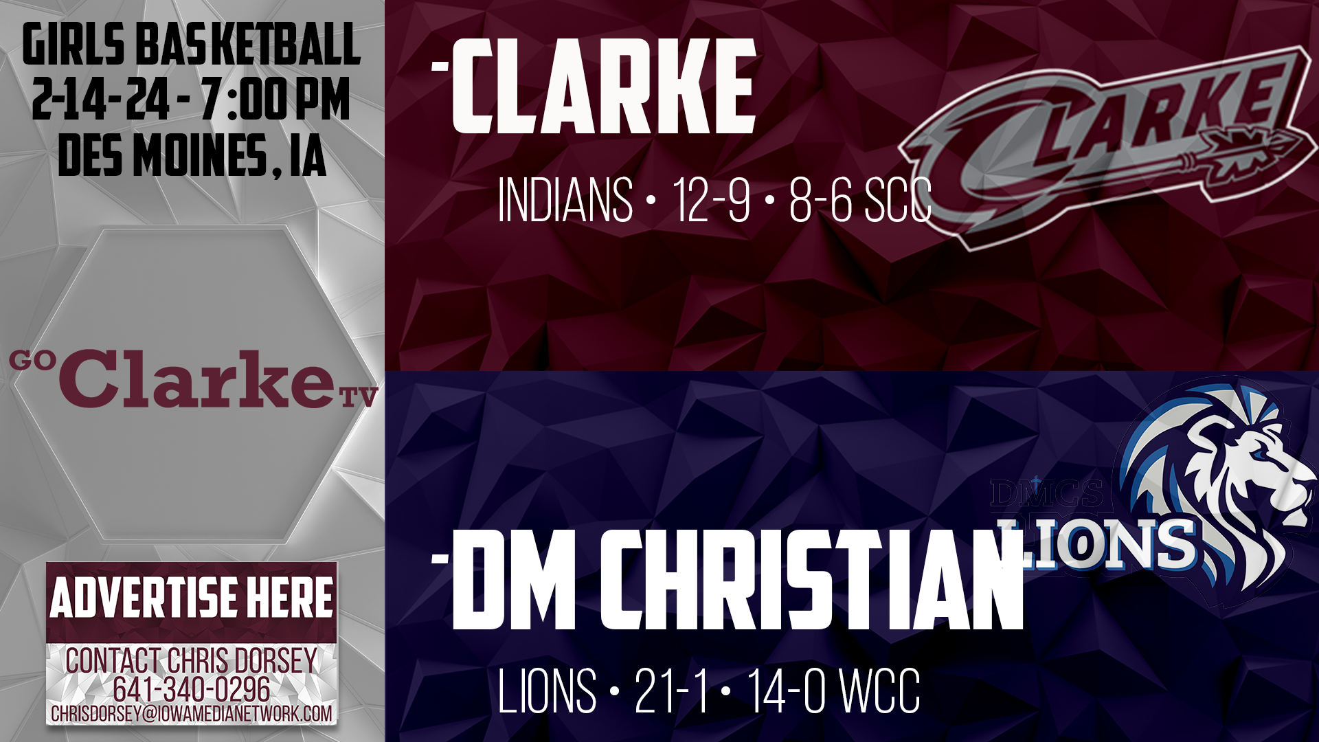 Clarke Girls Basketball @ DM Christian 2-14-24 POST SEASON