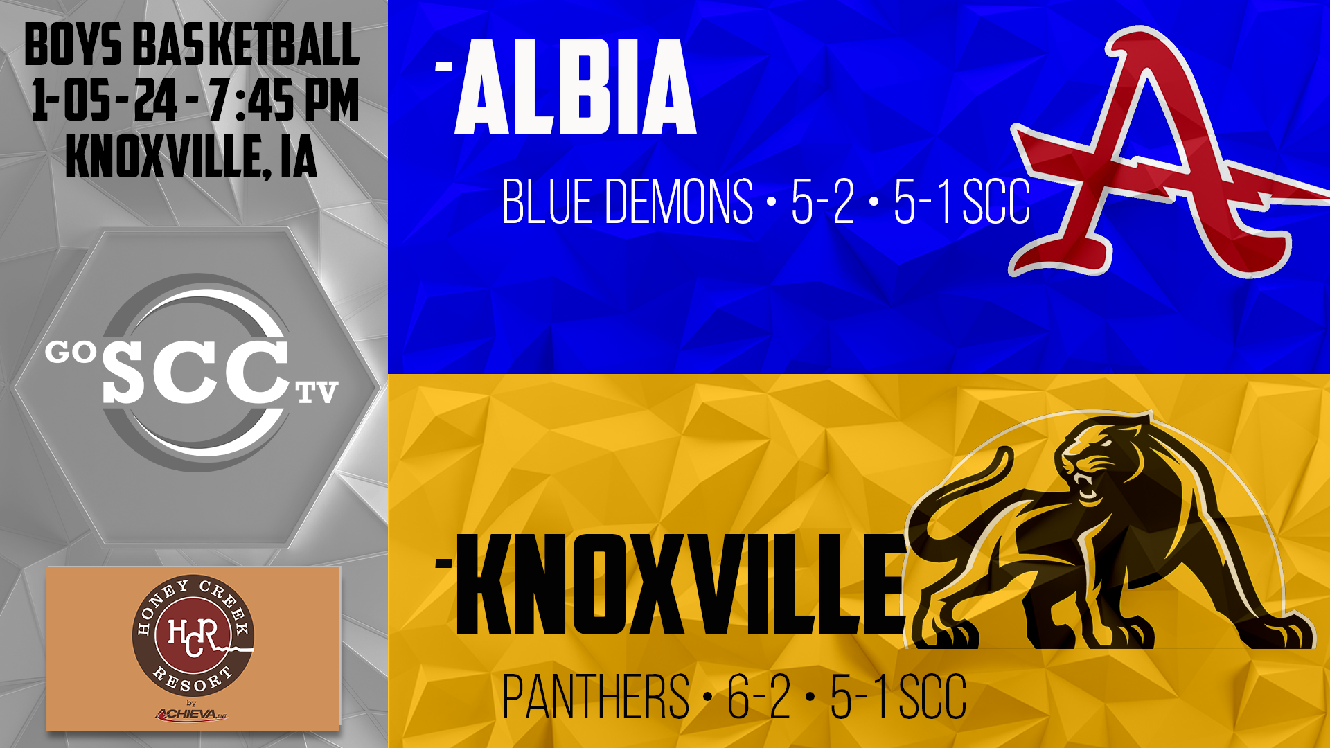 Knoxville Boys Basketball vs Albia 1-5-24