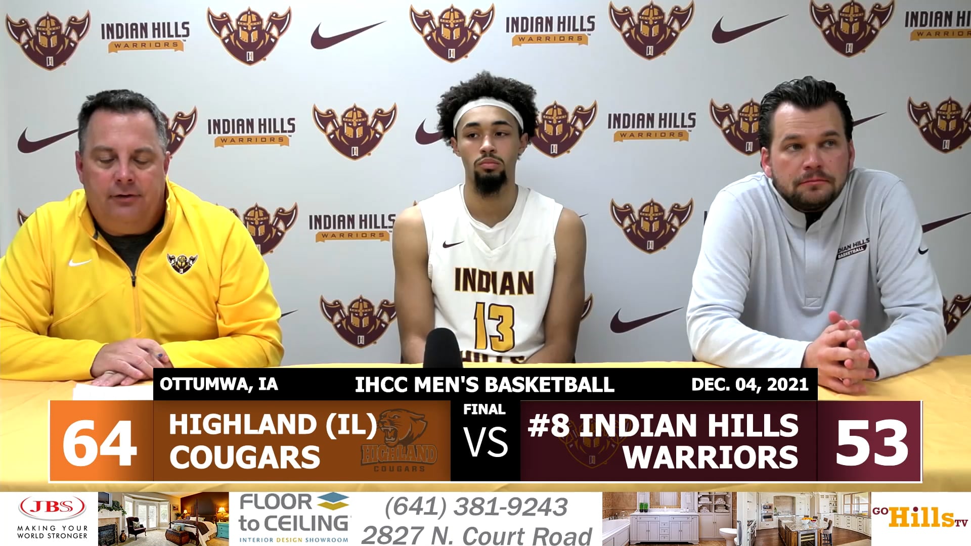 12-4-21 IHCC Basketball vs Highland (IL) Post Game Interview