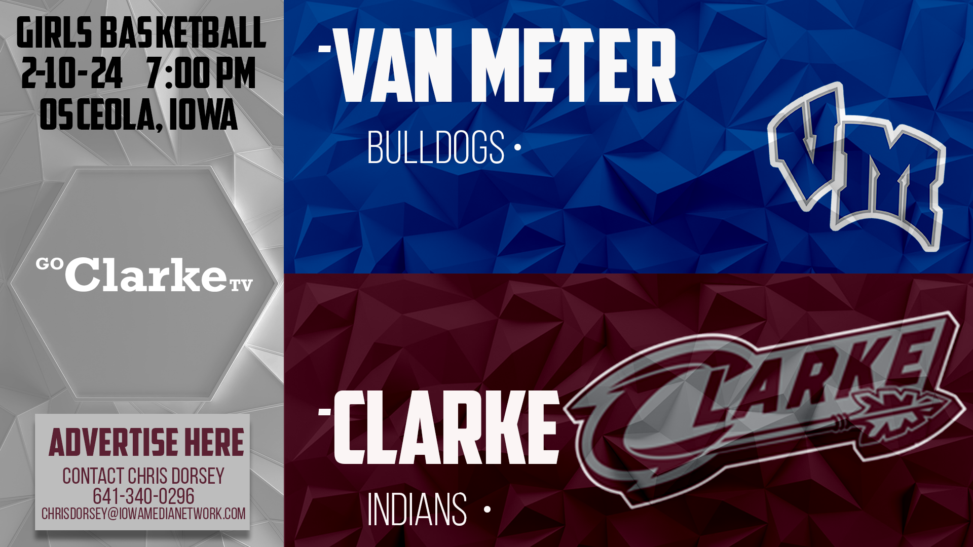 Clarke Girls Basketball vs Van Meter 2-10-24