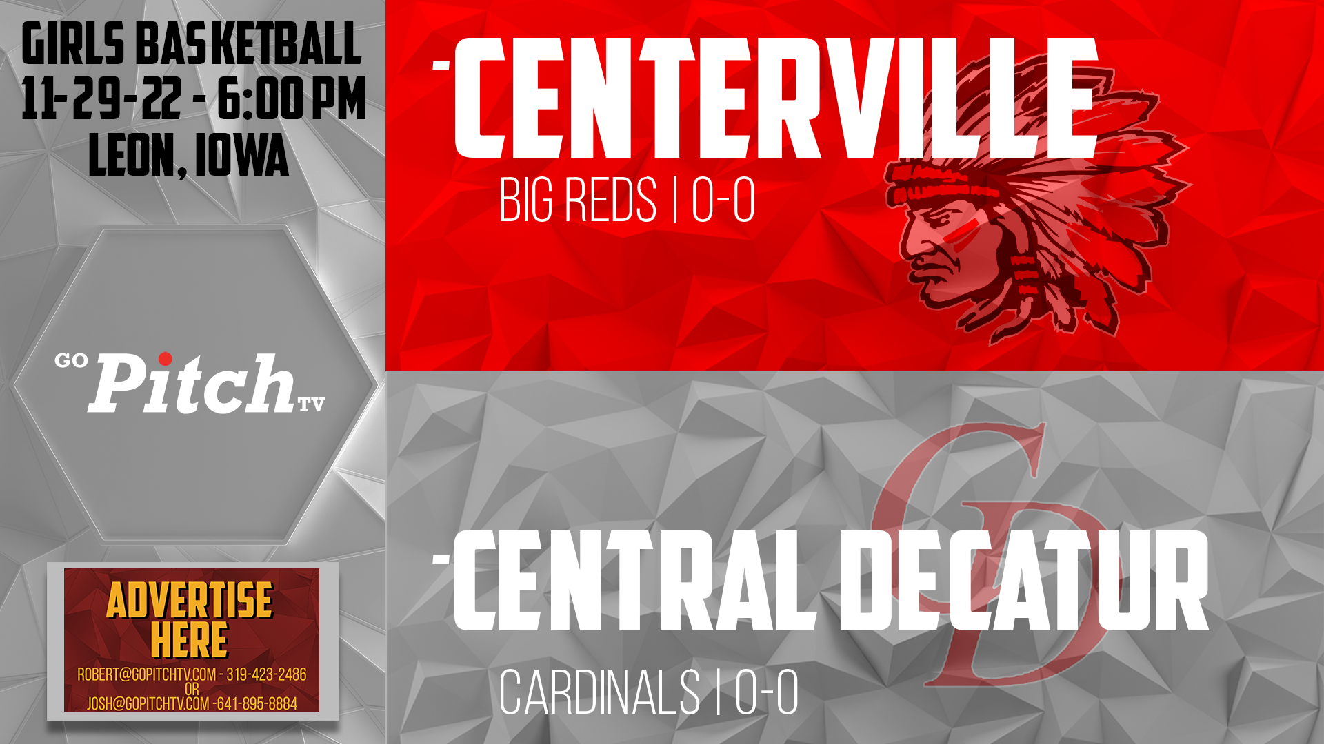 Centerville Girls Basketball vs Central Decatur 11-29-22