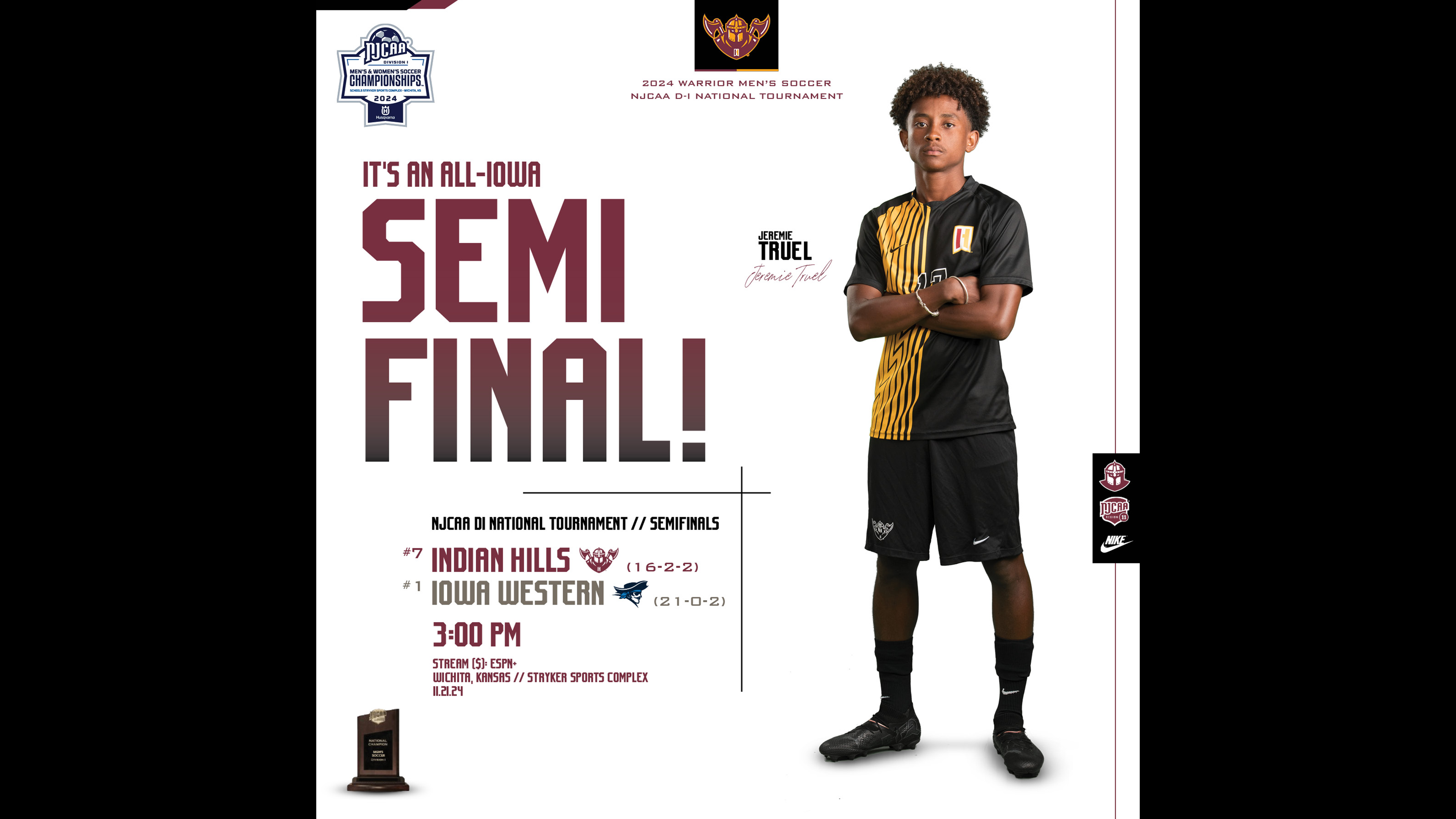 NJCAA DI Men's Soccer Championship 11-21-24 IHCC vs Iowa Western Highlights