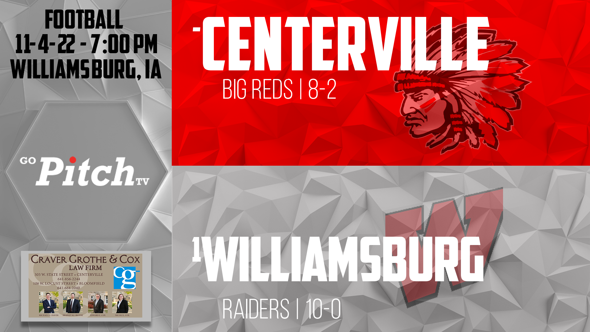Centerville Football vs Williamsburg - Postseason Quarterfinals
