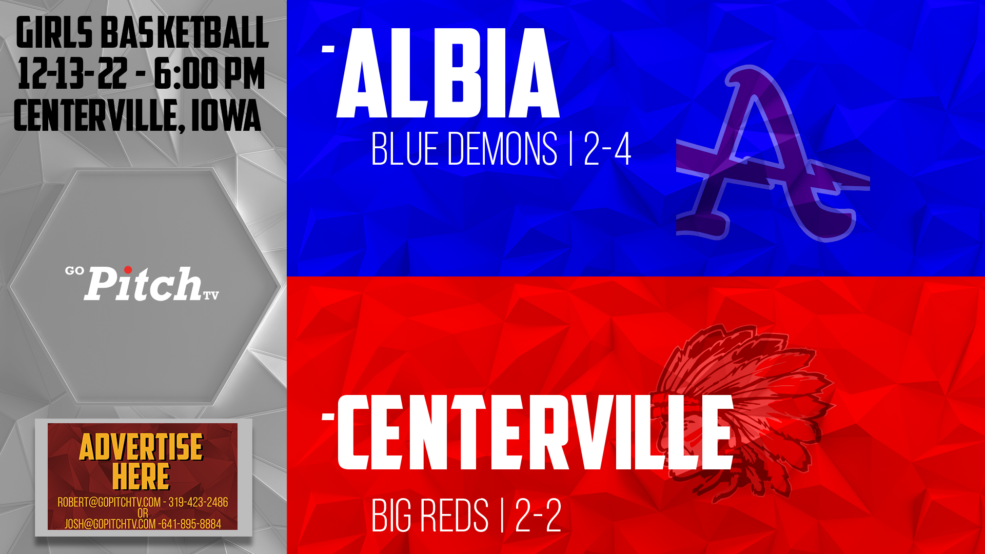 Centerville Girls Basketball vs Albia 12-13-22