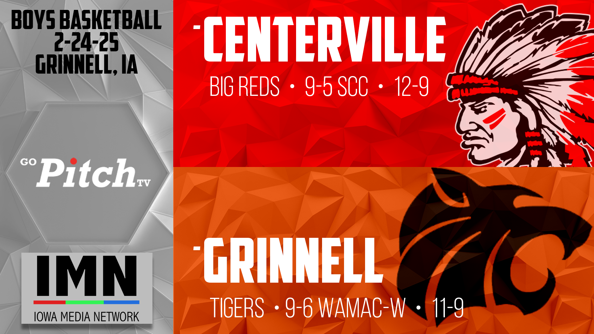 Centerville Boys Basketball at Grinnell 2-24-25 Post Season