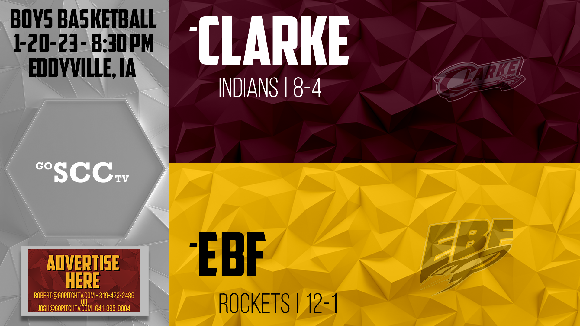 EBF Boys Basketball vs Clarke 1-20-23