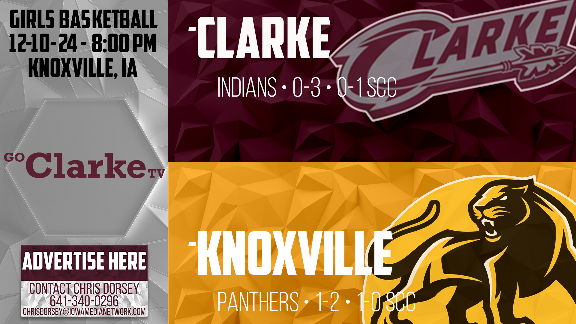 Clarke Girls Basketball @ Knoxville 12-10-24