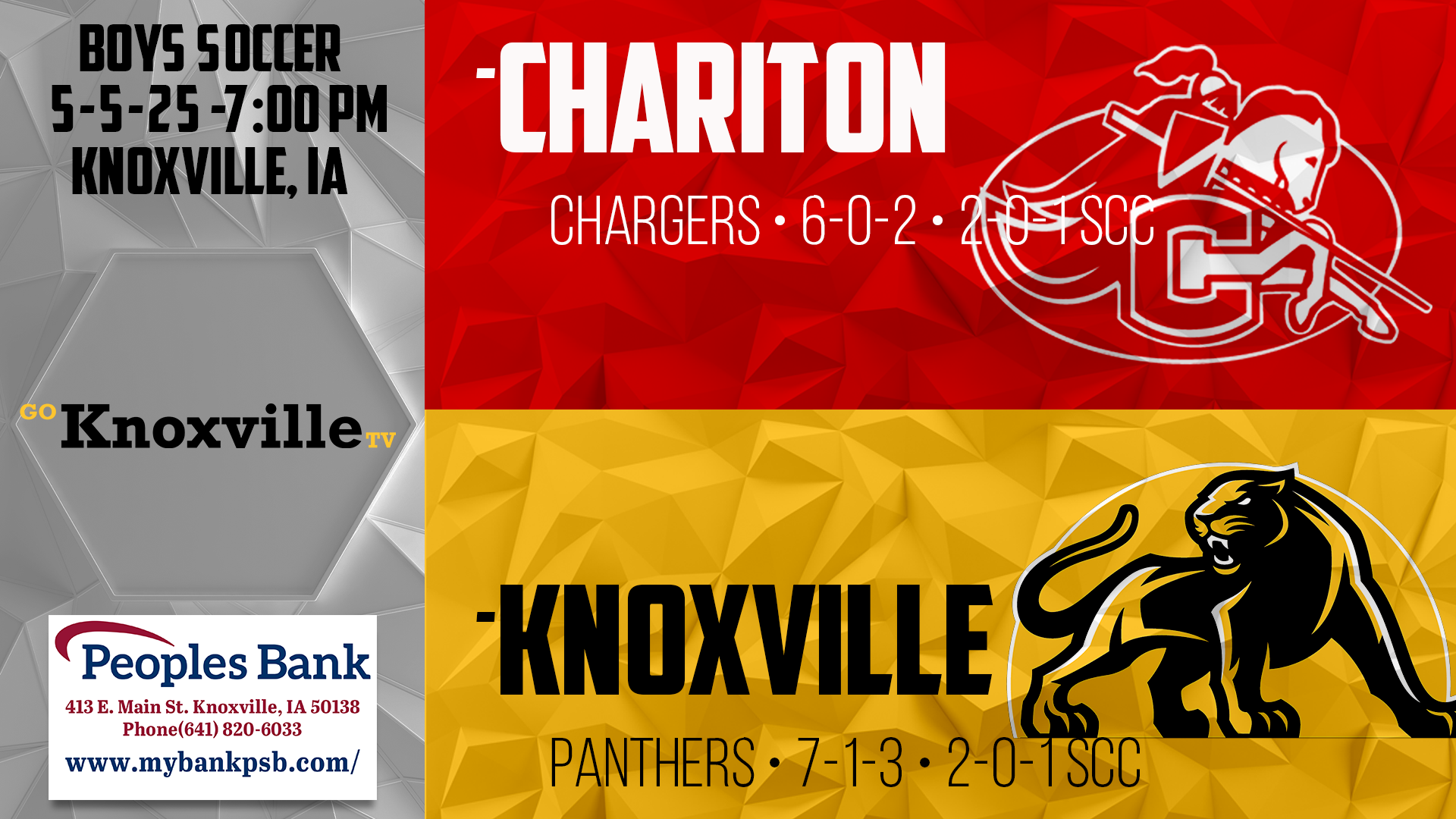 Knoxville Boys Soccer vs Chariton 5-5-25 