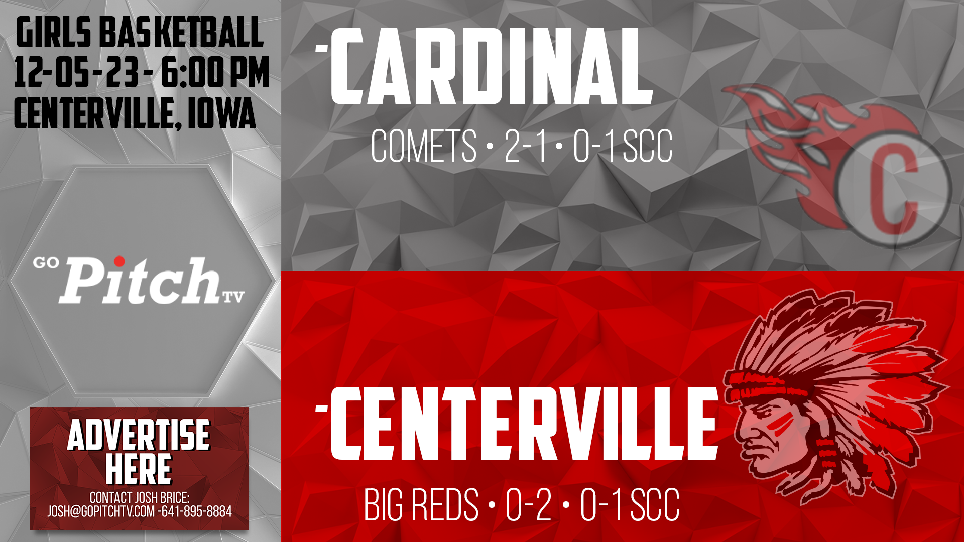 Centerville Girls Basketball vs Cardinal 12-5-23