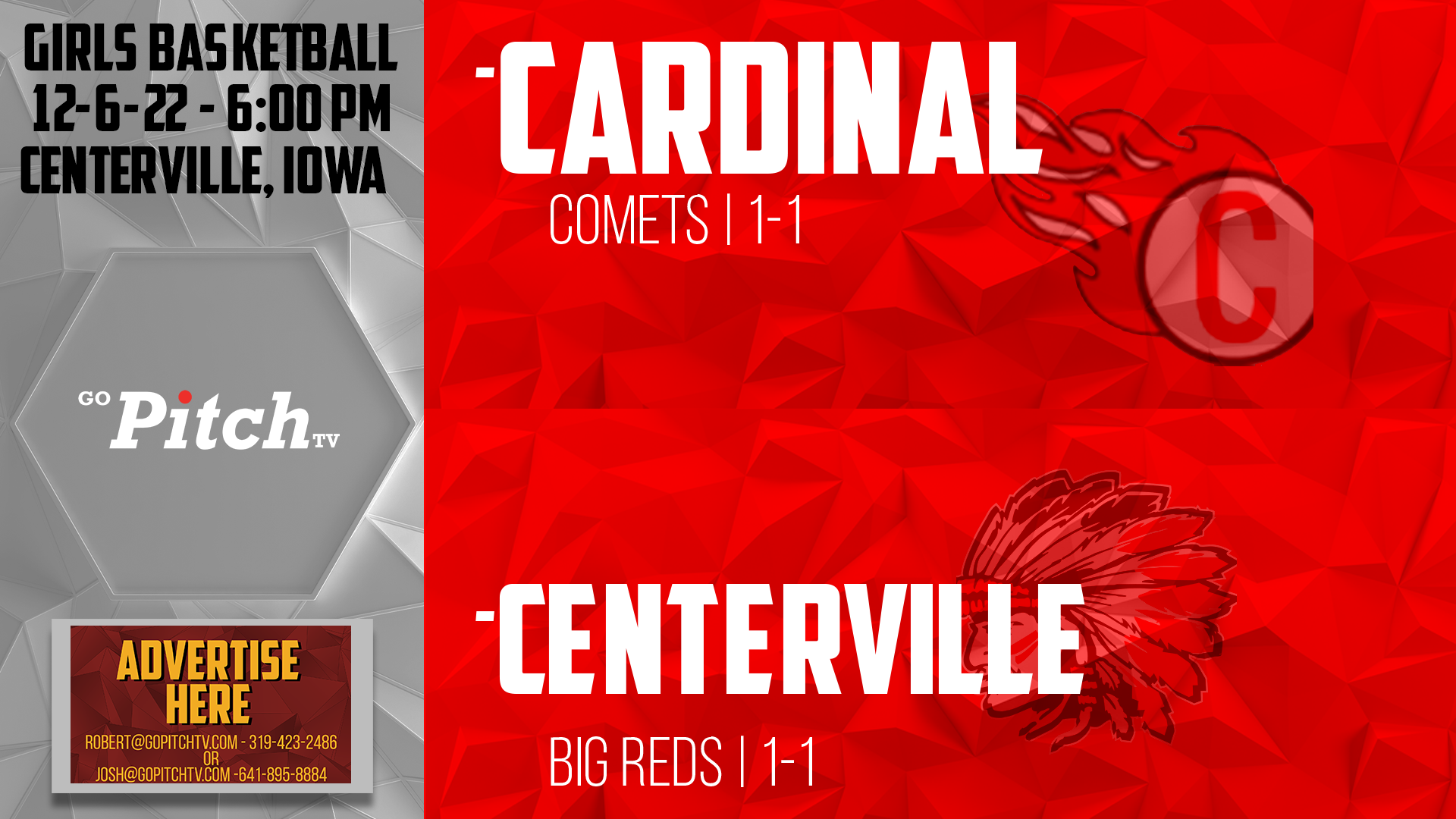Centerville Girls Basketball vs Cardinal 12-6-22