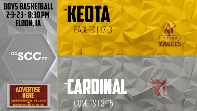 Cardinal Boys Basketball vs Keota 2-3-23