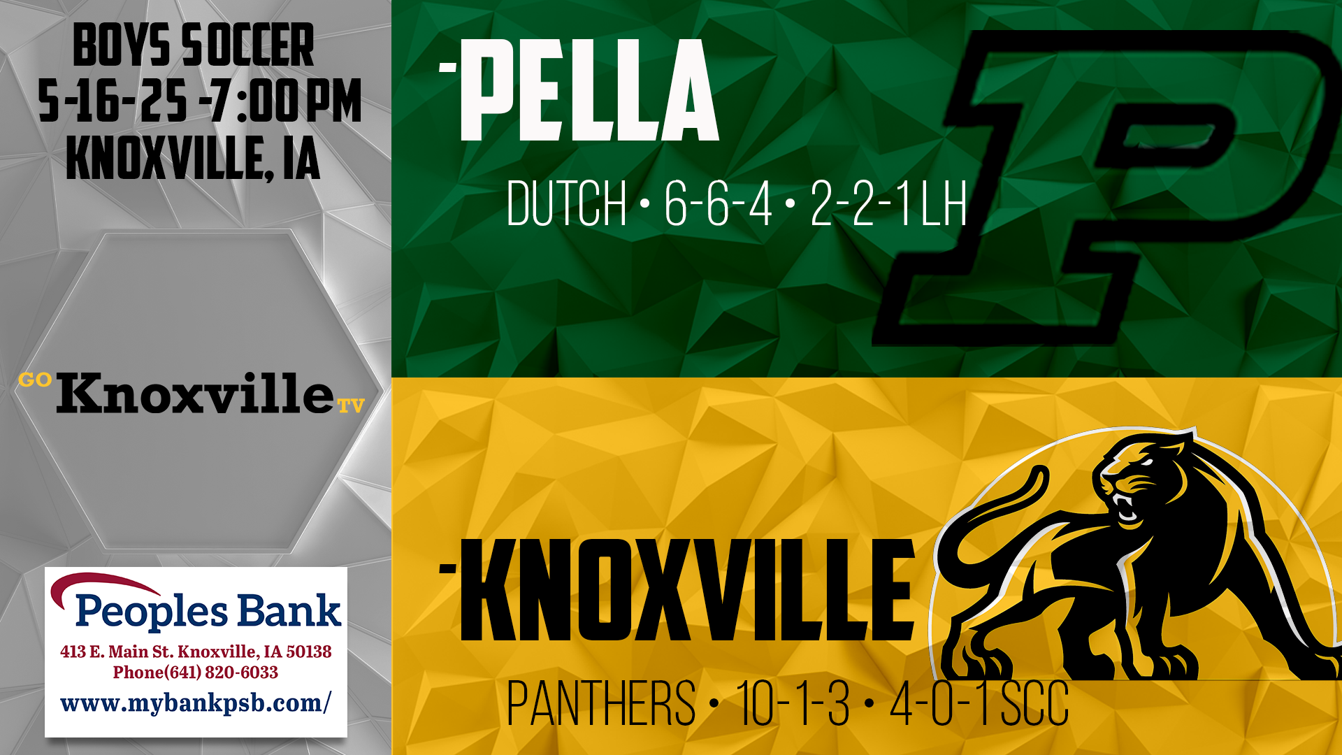 Knoxville Boys Soccer vs Pella 5-16-25