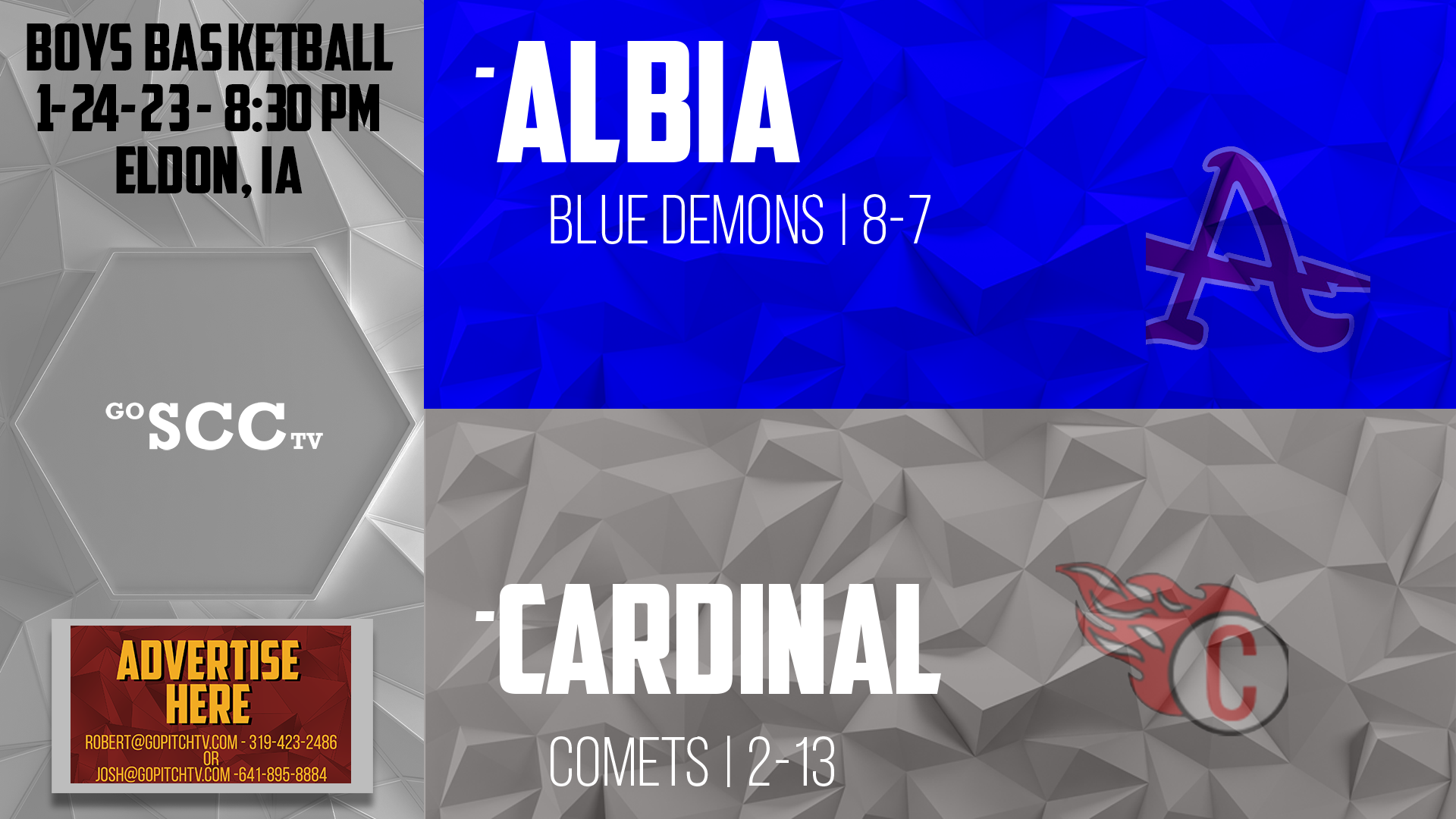 Cardinal Boys Basketball vs Albia 1-24-23