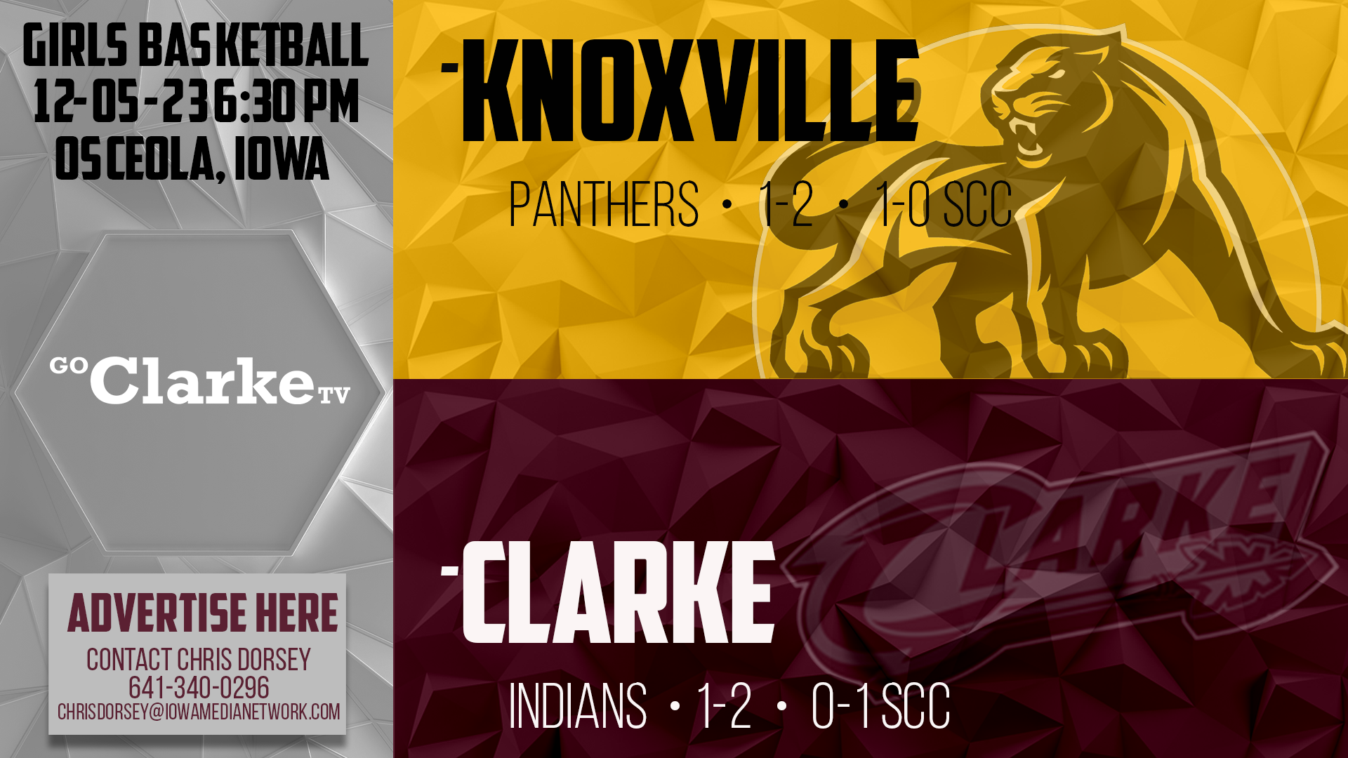 Clarke Girls Basketball vs Knoxville 12-5-23