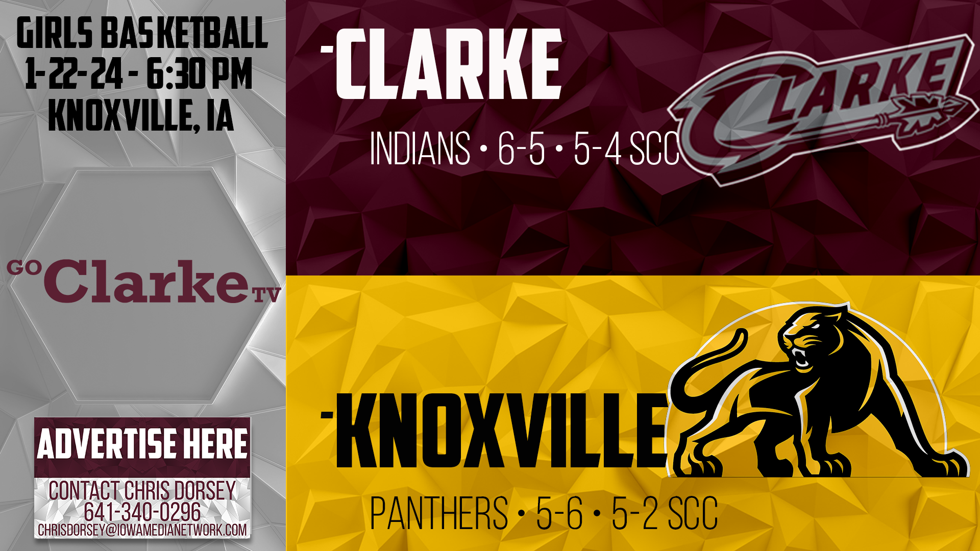 Clarke Girls Basketball @ Knoxville 1-22-24