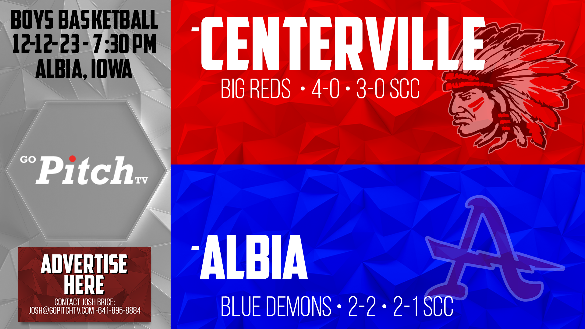 Centerville Boys Basketball at Albia 12-12-23