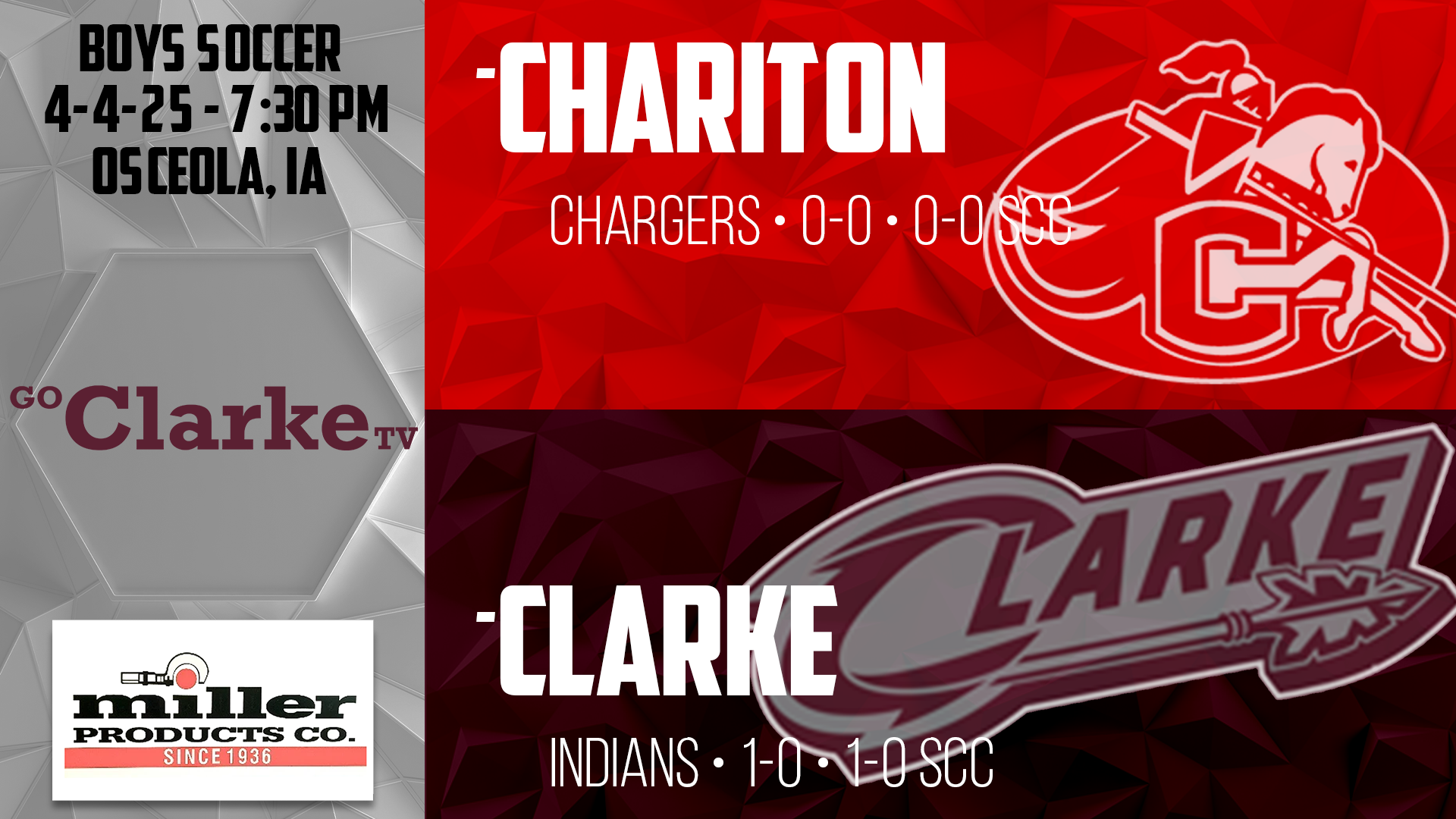 Clarke Boys Soccer vs Chariton 4-4-25