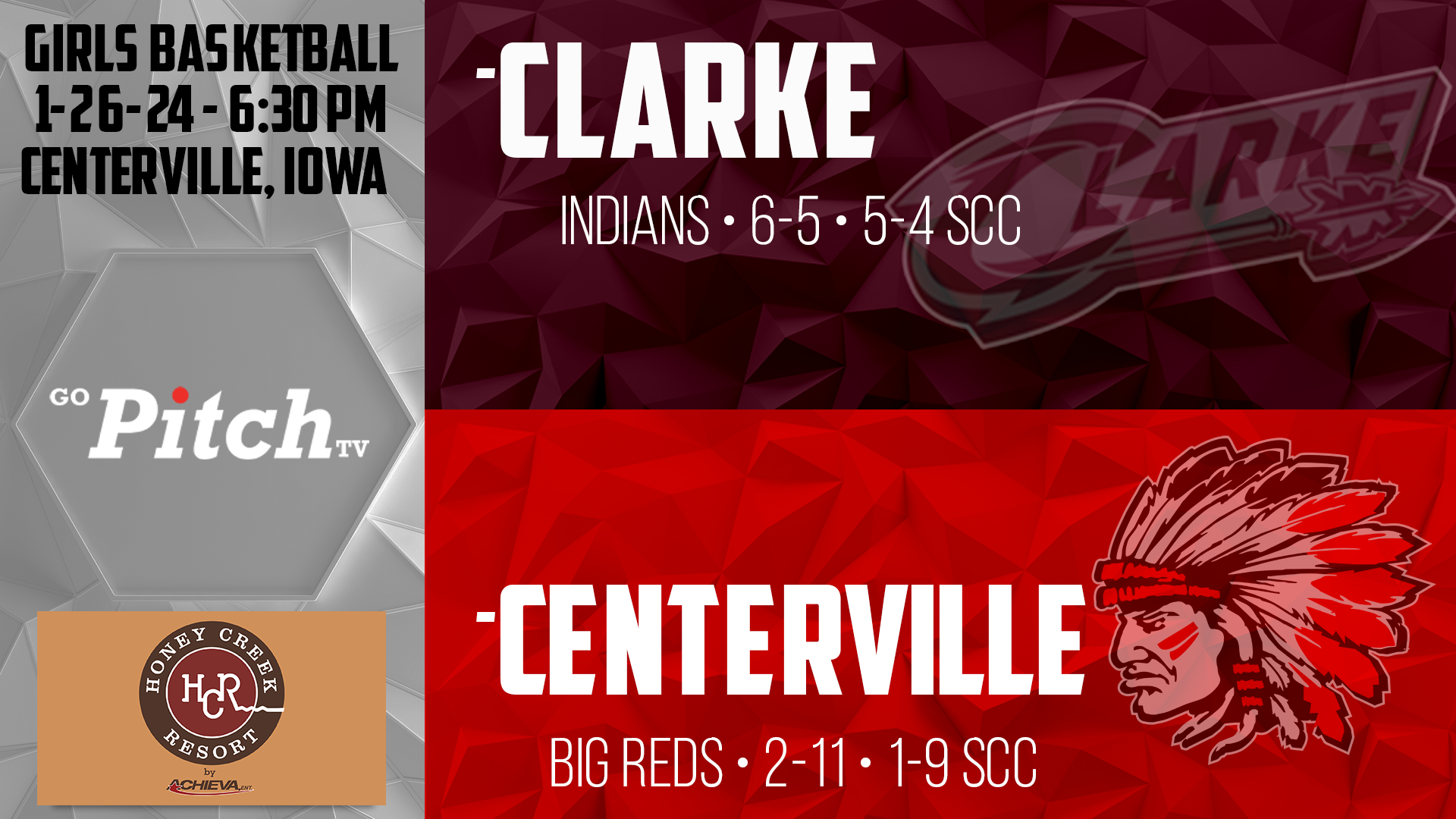 Centerville Girls Basketball vs Clarke 1-26-24