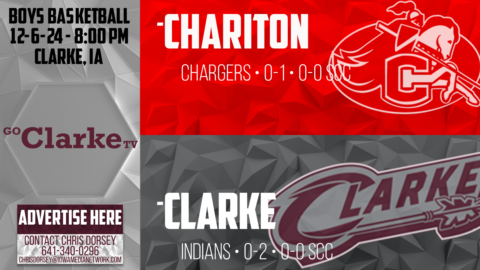Clarke Boys Basketball vs Chariton 12-6-24