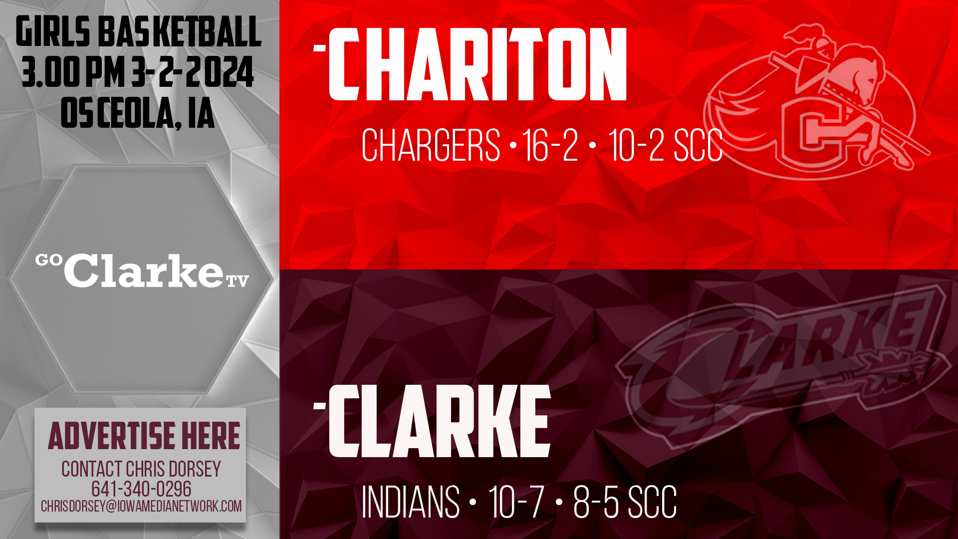 Clarke Girls Basketball vs Chariton 2-3-24