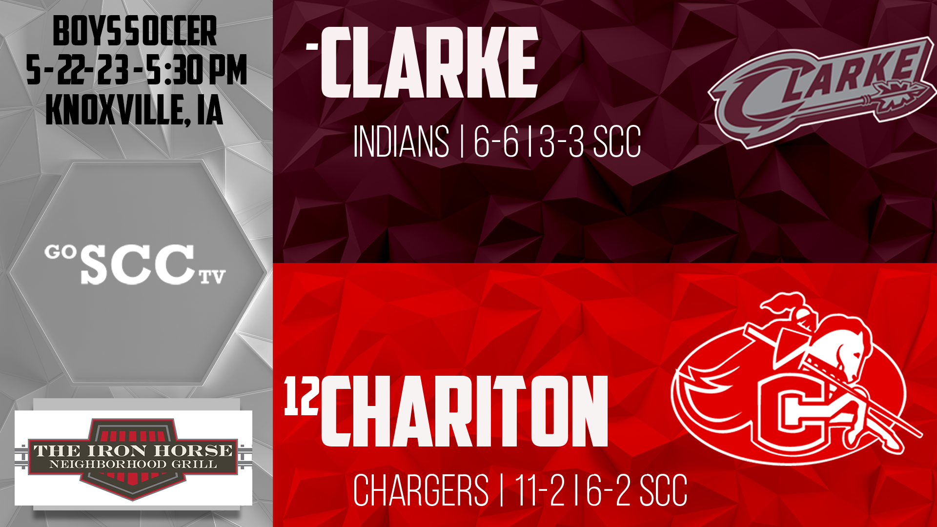 Chariton Boys Soccer vs Clarke 5-22-23
