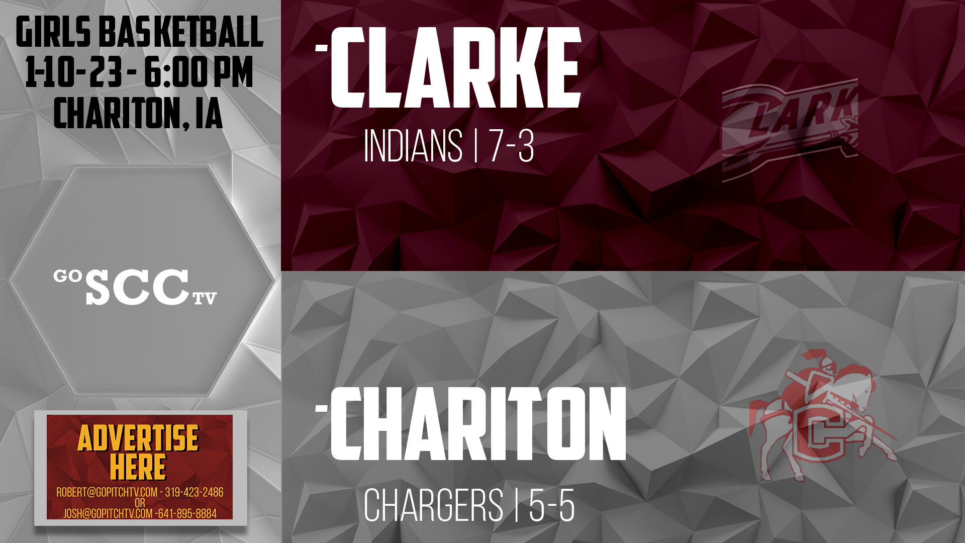 Chariton Girls Basketball vs Clarke 1-10-23