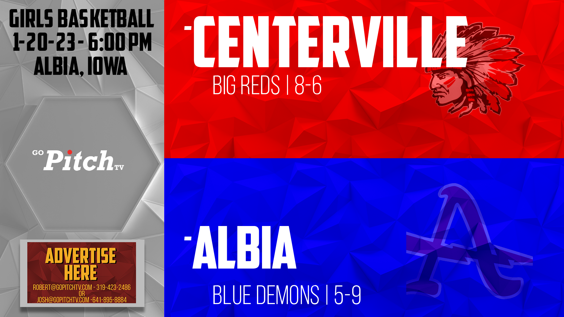 Centerville Girls Basketball vs Albia 1-20-22