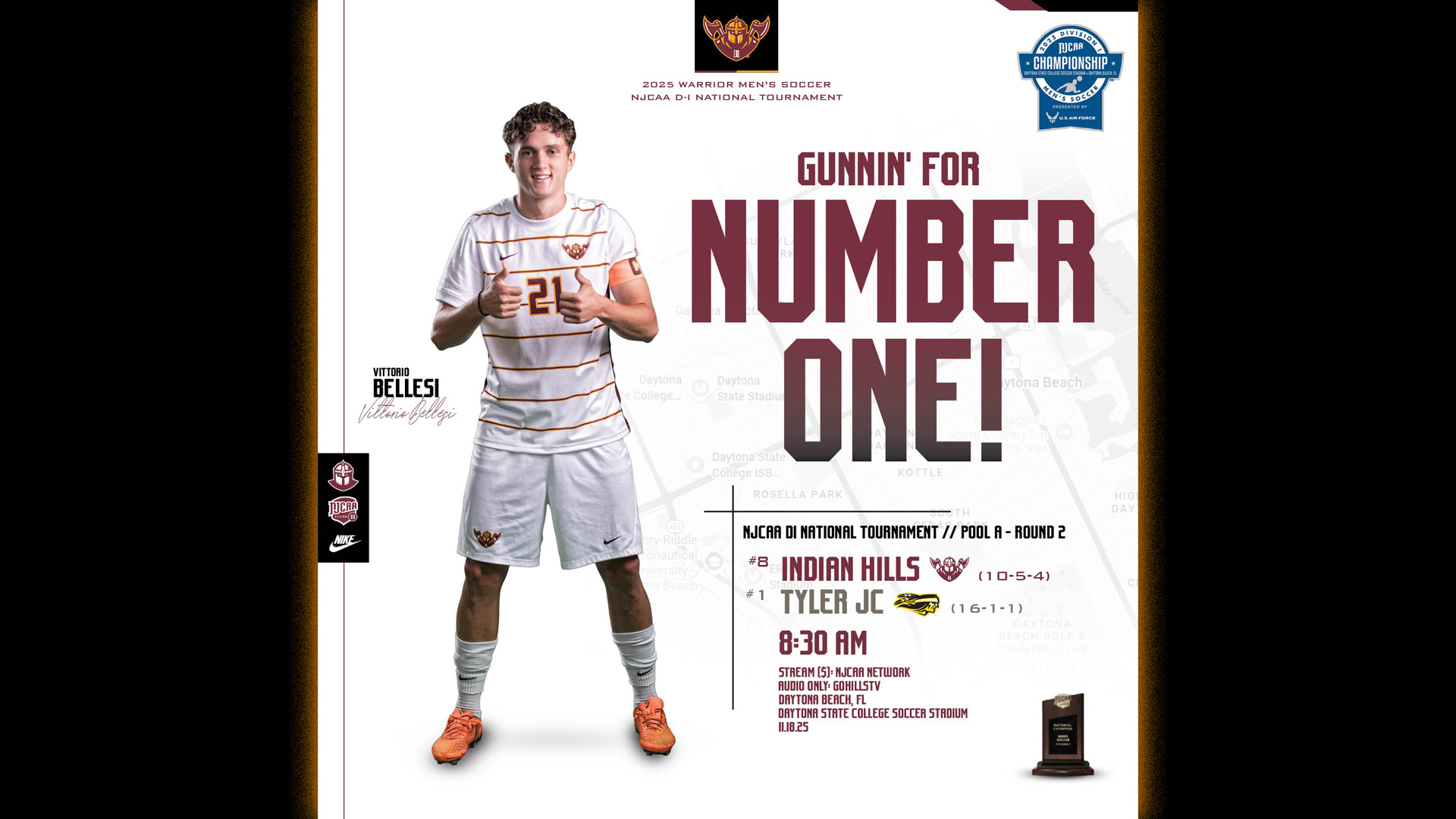 #8 IHCC Men's Soccer vs #1 Tyler - NJCAA National Championships - 11-18-25